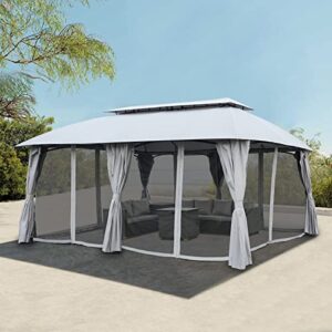 Grand Patio 13'x20' Gazebo for Patio Double Vent Canopy with Netting and Curtains for Deck Backyard Garden Lawns
