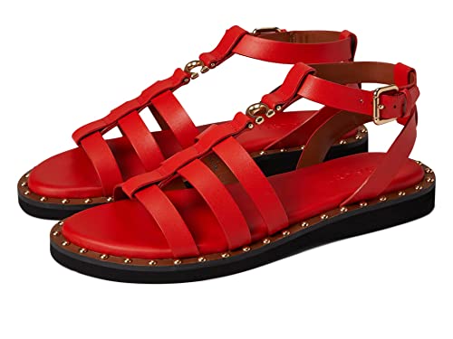 COACH Giselle Leather Sandal Red Orange 6.5 B (M)