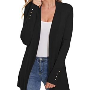 A ROW Black Cardigan for Women Dressy Casual Long Sleeve Open Front Knit Cardigan Sweaters Summer Lightweight Cardigans