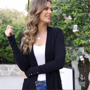 A ROW Black Cardigan for Women Dressy Casual Long Sleeve Open Front Knit Cardigan Sweaters Summer Lightweight Cardigans