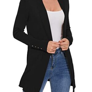 A ROW Black Cardigan for Women Dressy Casual Long Sleeve Open Front Knit Cardigan Sweaters Summer Lightweight Cardigans