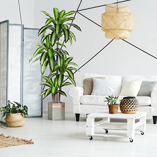 Ferrgoal Artificial Plants, 6 Ft Dracaena Tree Faux Plants Indoor Outdoor Decor Fake Tree with Woven Seagrass Basket Plants for Home Decor Office Living Room Porch Patio Perfect Housewarming Gift