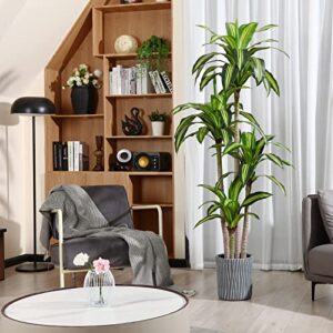 Ferrgoal Artificial Plants, 6 Ft Dracaena Tree Faux Plants Indoor Outdoor Decor Fake Tree with Woven Seagrass Basket Plants for Home Decor Office Living Room Porch Patio Perfect Housewarming Gift