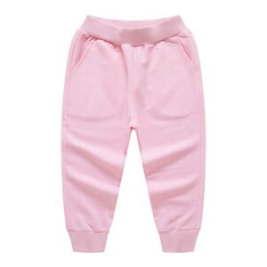 haoluki toddler baby boy's pull on cotton jogger pants stretch knit pants infant girls athletic sweatpants bottoms pink 2t