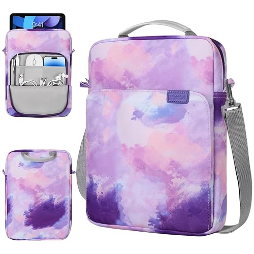 TiMOVO 9-11" Tablet Sleeve Bag Case with Shoulder Strap for iPad 10.2 2021-2019, iPad 10th Generation 2022, iPad Air 5/4 10.9, iPad Pro 11 2022-2018, Galaxy Tab S9/S8/A8/A7 2023, Watercolor Purple