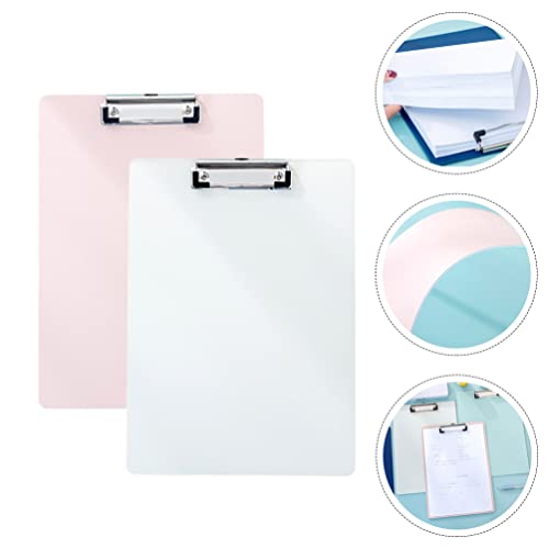 Clipboard 2pcs Clip Boards Plastic Clipboards Paper Clips Nursing Clipboard Paper Clip Holder Paper File Organizer Exam Paper Clips Pencil Sketch Hand Support (Random Color)