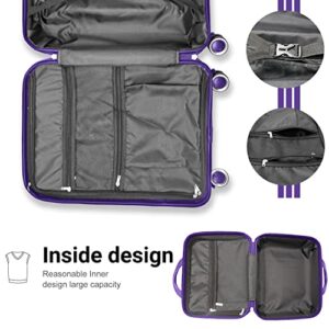 LEAVES KING Luggage 4 Piece Sets, Hard Shell Luggage Set Lightweight Carry on Luggage Expandable Suitcase with Spinner Wheels Travel Set for Men Women (14/20/24/28, Purple)