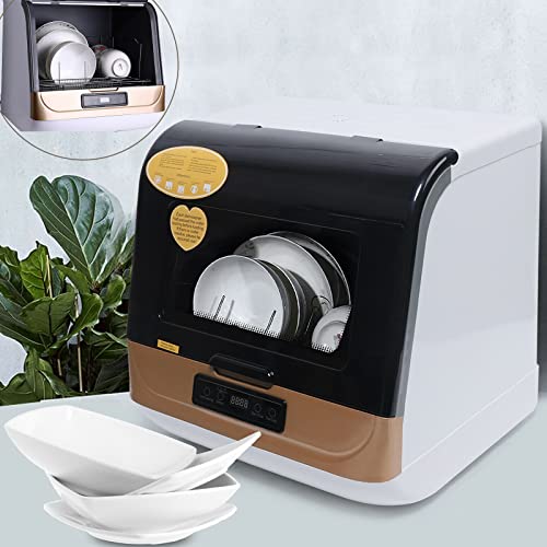 Portable Countertop Free Mount Dishwasher - 360° Deep Cleaning Automatic Mini Dish Washer 5L Compact clean Machine for Small Apartment Office and Home RVs - Baby Fruit Washing - Heating+Air-Dry