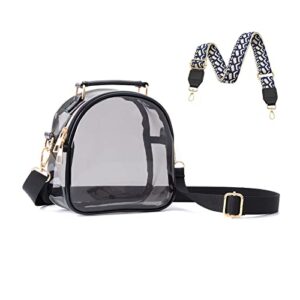 ueoe clear purse for women, crossbody clear bag stadium approved, see through pvc bag with 2 shoulder straps