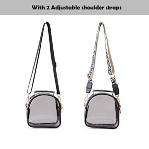 UEOE Clear Purse for Women, Crossbody Clear Bag Stadium Approved, See Through PVC Bag with 2 Shoulder Straps