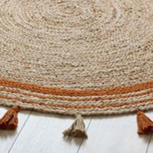 3x3 4x4 5x5 6x6 7x7 8x8 ft. Jute Braided Round Rug Natural Fiber Rug Handmade Rug Round Turkish Rug Hemp Rug Large Area Rug Office Sisal Jute Rug by Rugs Hut (8x8 feet Round Rug, Orange)