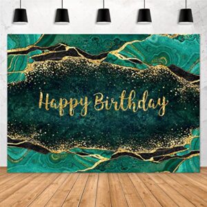 Aperturee 7x5ft Green Marble Happy Birthday Backdrop Glitter Gold Dots Girls Women Sweet 16 Luxury Abstract Photography Background Banner Supplies Photo Booth Studio Props Party Decoration Multicolor