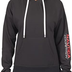 Nautica Competition Women's Active French Terry Pullover Sweatshirt Hoodie W/Pockets (Small, Black 2)