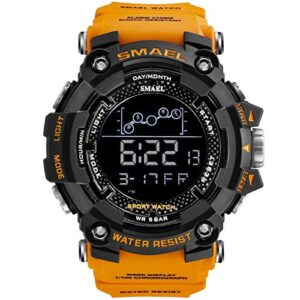 aimes men’s sport watches military outdoor sports digital watch waterproof tactical army wristwatch fashion casual watches (a-orange)
