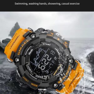 AIMES Men’s Sport Watches Military Outdoor Sports Digital Watch Waterproof Tactical Army Wristwatch Fashion Casual Watches (A-Orange)