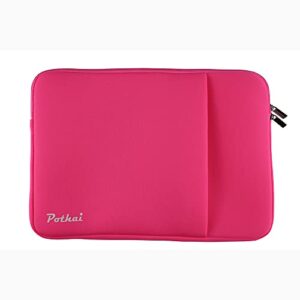 pothai laptop sleeve bag compatible with 12.5 13.3 inch macbook pro air, for 12.5 inch notebook computer, polyester protective case cover with pocket, (12-12.5 inch / new 13.3, rosered)