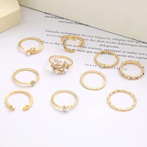 Harry and Henry Boho Gold Stacking Rings for Women Knuckle Rings for Teen Girl Gifts Trendy Stuff Simple Star Moon Flower Rings for Teen Girls Aesthetic Rings Gift for Teen Girls