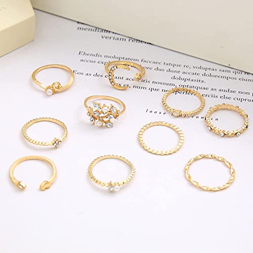 Harry and Henry Boho Gold Stacking Rings for Women Knuckle Rings for Teen Girl Gifts Trendy Stuff Simple Star Moon Flower Rings for Teen Girls Aesthetic Rings Gift for Teen Girls