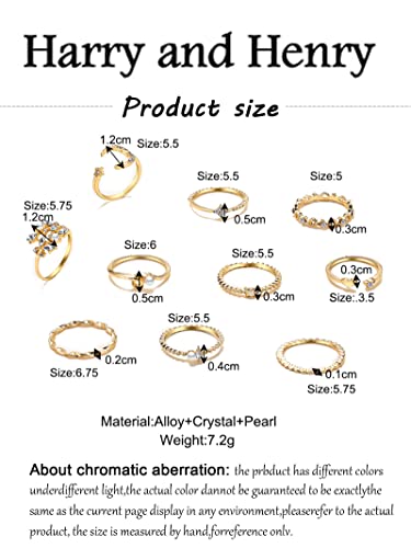 Harry and Henry Boho Gold Stacking Rings for Women Knuckle Rings for Teen Girl Gifts Trendy Stuff Simple Star Moon Flower Rings for Teen Girls Aesthetic Rings Gift for Teen Girls