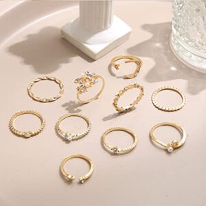 Harry and Henry Boho Gold Stacking Rings for Women Knuckle Rings for Teen Girl Gifts Trendy Stuff Simple Star Moon Flower Rings for Teen Girls Aesthetic Rings Gift for Teen Girls