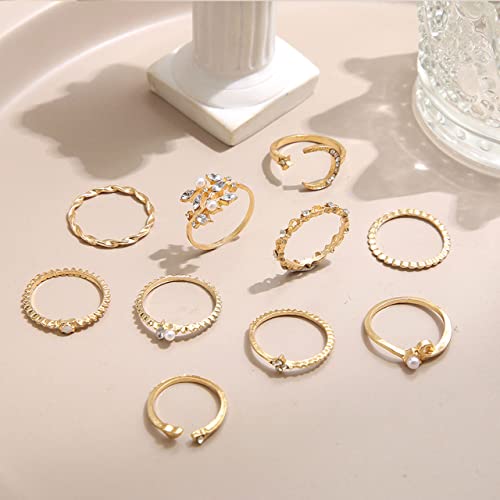 Harry and Henry Boho Gold Stacking Rings for Women Knuckle Rings for Teen Girl Gifts Trendy Stuff Simple Star Moon Flower Rings for Teen Girls Aesthetic Rings Gift for Teen Girls