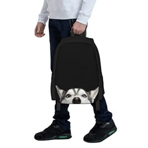UIACOM Dog School Backpack Siberian Husky Dog with Blue Eyes Bookbag for Teens Kids Boys Girls, Large 17 inch Elementary Junior High University School Bag, Casual Travel Daypack Backpack