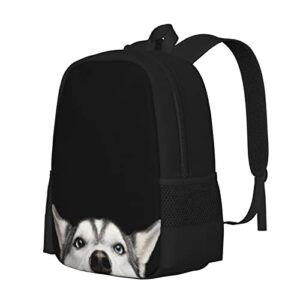 UIACOM Dog School Backpack Siberian Husky Dog with Blue Eyes Bookbag for Teens Kids Boys Girls, Large 17 inch Elementary Junior High University School Bag, Casual Travel Daypack Backpack