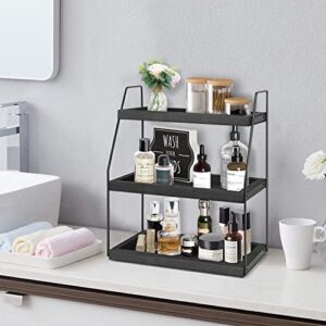 3-Tier Bathroom Counter Organizer, Wood Bathroom Countertop Vanity Organizer Bathroom Trays for Counter, Perfume Skincare Organizer Makeup Cosmetic Holder Standing Storage Shelf, Kitchen Spice Rack