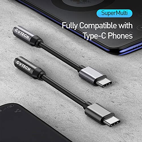 GVTECH USB Type C to 3.5 mm Female Headphone Jack Adapter, USB C to Aux Audio Dongle Cable Cord Compatible with Samsung Galaxy S22 S21 S20 S10 S9 Plus/Ultra, Note 10, iPad Pro, MacBook, Pixel (Black)