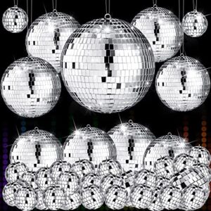 65 pcs mirror disco balls ornaments different sizes bulk reflective hanging disco ball decorations 70s disco themed party decor for christmas wedding party(3.2/2.4/2 / 1.2 in)