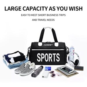 Sports Gym Bag with Wet Pocket & Shoes Compartment, Waterproof Shoulder Weekender Bag for Women and Men Swim Sports Travel Gym Bag Lightweight and easy Carry on