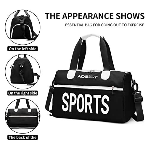 Sports Gym Bag with Wet Pocket & Shoes Compartment, Waterproof Shoulder Weekender Bag for Women and Men Swim Sports Travel Gym Bag Lightweight and easy Carry on