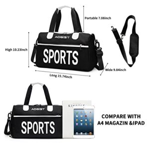 Sports Gym Bag with Wet Pocket & Shoes Compartment, Waterproof Shoulder Weekender Bag for Women and Men Swim Sports Travel Gym Bag Lightweight and easy Carry on