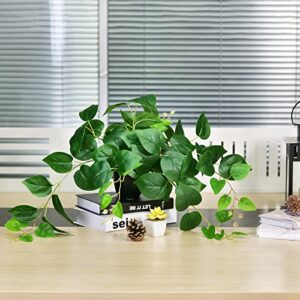 Tiita Fake Plants Artificial Scindapsus Aureus in Pots, Realistic Fake Greenery Potted Plants for Home Office Desk Window Sill Bathroom Bedroom Outdoor Indoor