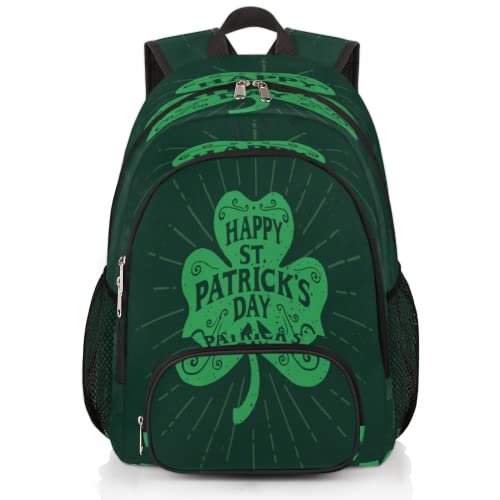 St. Patrick's Day Green Clover Bookbag School Backpack Teens Girls Boys Schoolbag Shoulder Computer Hiking Gym Travel Casual Travel Daypack