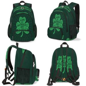 St. Patrick's Day Green Clover Bookbag School Backpack Teens Girls Boys Schoolbag Shoulder Computer Hiking Gym Travel Casual Travel Daypack