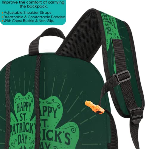 St. Patrick's Day Green Clover Bookbag School Backpack Teens Girls Boys Schoolbag Shoulder Computer Hiking Gym Travel Casual Travel Daypack