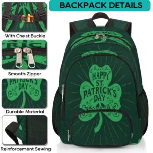 St. Patrick's Day Green Clover Bookbag School Backpack Teens Girls Boys Schoolbag Shoulder Computer Hiking Gym Travel Casual Travel Daypack