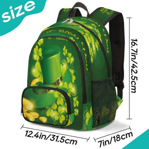 St. Patrick's Day Bookbag School Backpack Teens Girls Boys Schoolbag Shoulder Computer Hiking Gym Travel Casual Travel Daypack