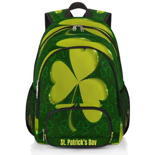 St. Patrick's Day Green Shamrocks Bookbag School Backpack Teens Girls Boys Schoolbag Shoulder Computer Hiking Gym Travel Casual Travel Daypack