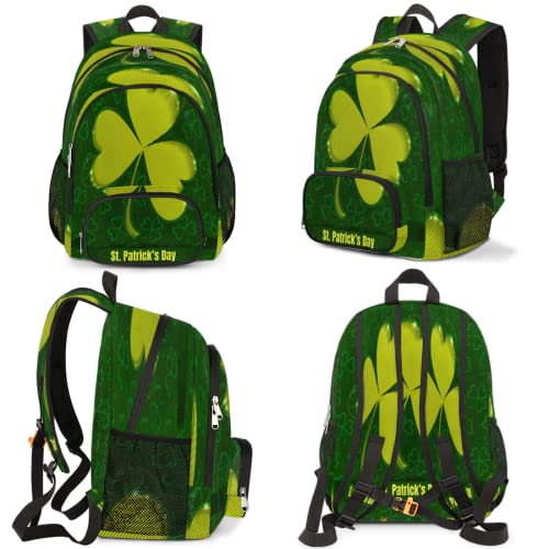 St. Patrick's Day Green Shamrocks Bookbag School Backpack Teens Girls Boys Schoolbag Shoulder Computer Hiking Gym Travel Casual Travel Daypack