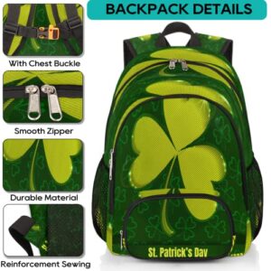 St. Patrick's Day Green Shamrocks Bookbag School Backpack Teens Girls Boys Schoolbag Shoulder Computer Hiking Gym Travel Casual Travel Daypack