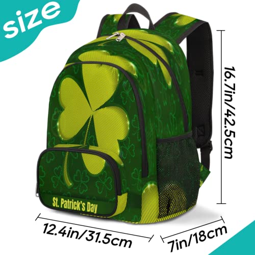 St. Patrick's Day Green Shamrocks Bookbag School Backpack Teens Girls Boys Schoolbag Shoulder Computer Hiking Gym Travel Casual Travel Daypack