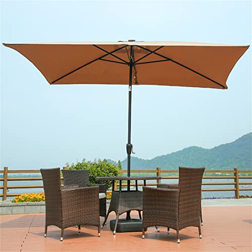 YXDFG 10 Ft Square Patio Umbrella with LED Lights,Solar Outdoor Patio Table Market Umbrella,with Tilt and Crank Solar Umbrella,for Garden, Deck, Backyard, Pool and Beach,Coffee