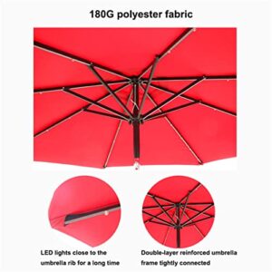 YXDFG 10 Ft Square Patio Umbrella with LED Lights,Solar Outdoor Patio Table Market Umbrella,with Tilt and Crank Solar Umbrella,for Garden, Deck, Backyard, Pool and Beach,Coffee