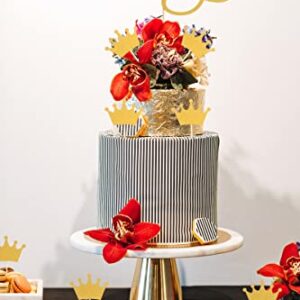 Gold Thirty Cake Topper Set - 1 Pcs f Gold Glitter Thirty Cake Topper And 30 Pcs Crown Cupcake Topper, Single-side Gold Glitter Paper 30th Birthday Men and Women Party Cake Decoration (gold03)