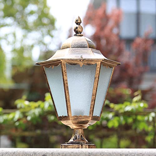 JSBDPHW Waterproof Gate Column Light European Style E27 Pillar Lamp Outdoor Courtyard Garden Post Light Glass Lampshade Lawn Lamp Base Lamp Landscape Light