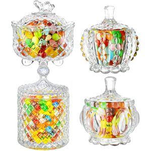 inftyle glass candy dish with lid set of 4 crystal glass candy jar jewelry box dappen dish cookie jar for decorative storage gift idea