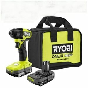 ryobi one+ hp 18v brushless cordless compact 1/4 in. impact driver kit with (2) 1.5 ah batteries, charger and bag psbid01k