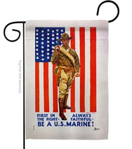 first in the fight garden flag - armed forces marine corps usmc semper fi united state american military veteran retire - house decoration banner small yard gift double-sided made usa 13 x 18.5